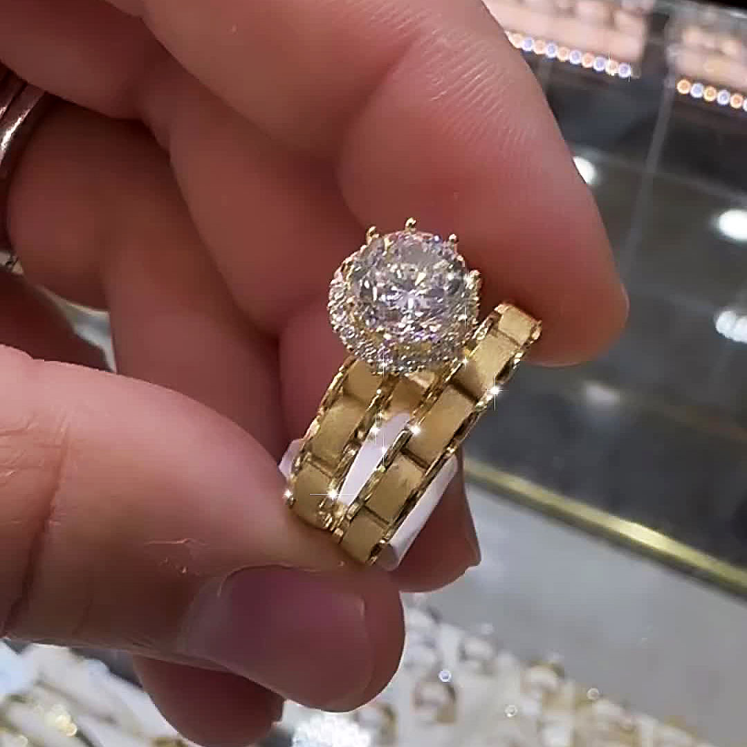 3ct Round Cut White Sapphire Wedding Set