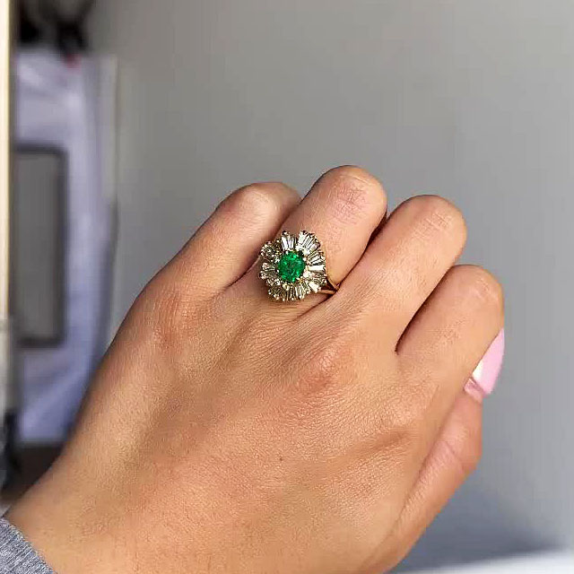 1.5ct Halo Radiant Cut Emerald Sapphire Engagement Ring