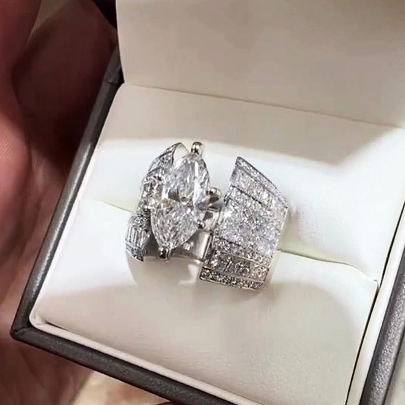 3ct Marquise Cut White Sapphire Engagement Ring