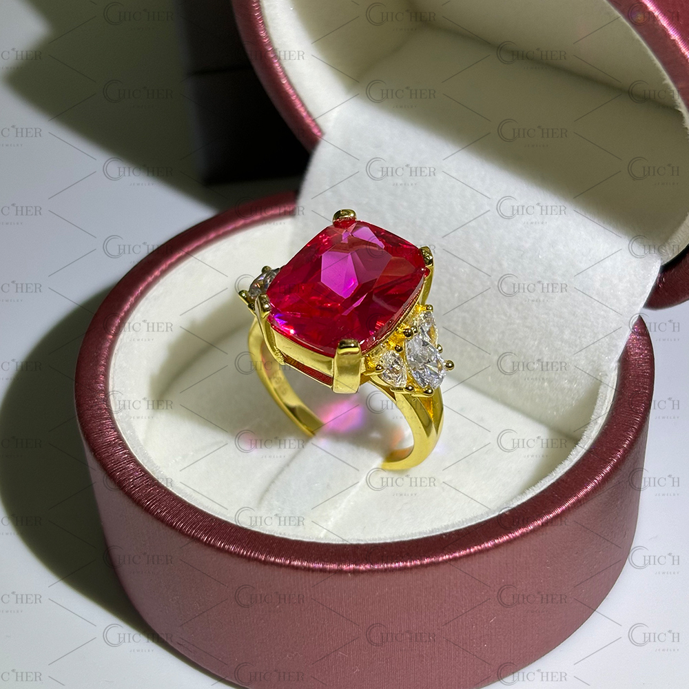 7ct Cushion Cut Pink Sapphire Engagement Ring