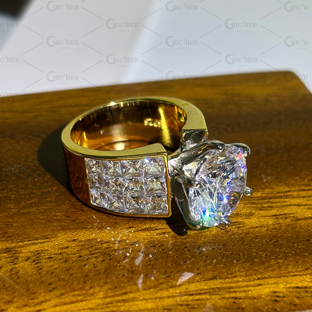 Invisible Setting 3ct Round Cut White Sapphire Engagement Ring