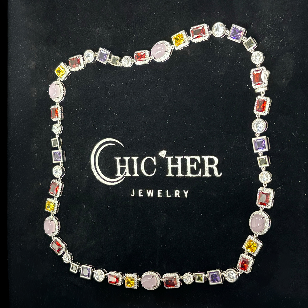 Mulit-Cut Opal&Rainbow Sapphire Men Necklace