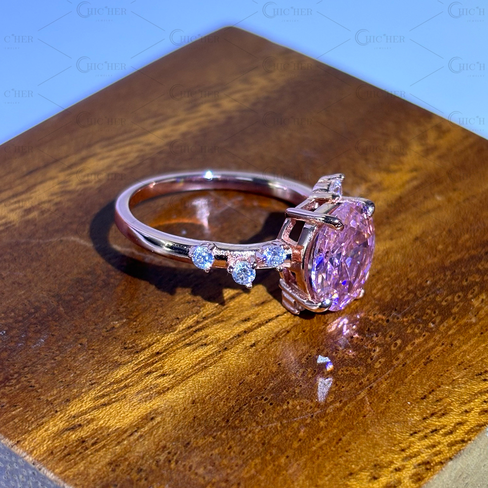 3ct Oval Cut Pink Sapphire Engagement Ring