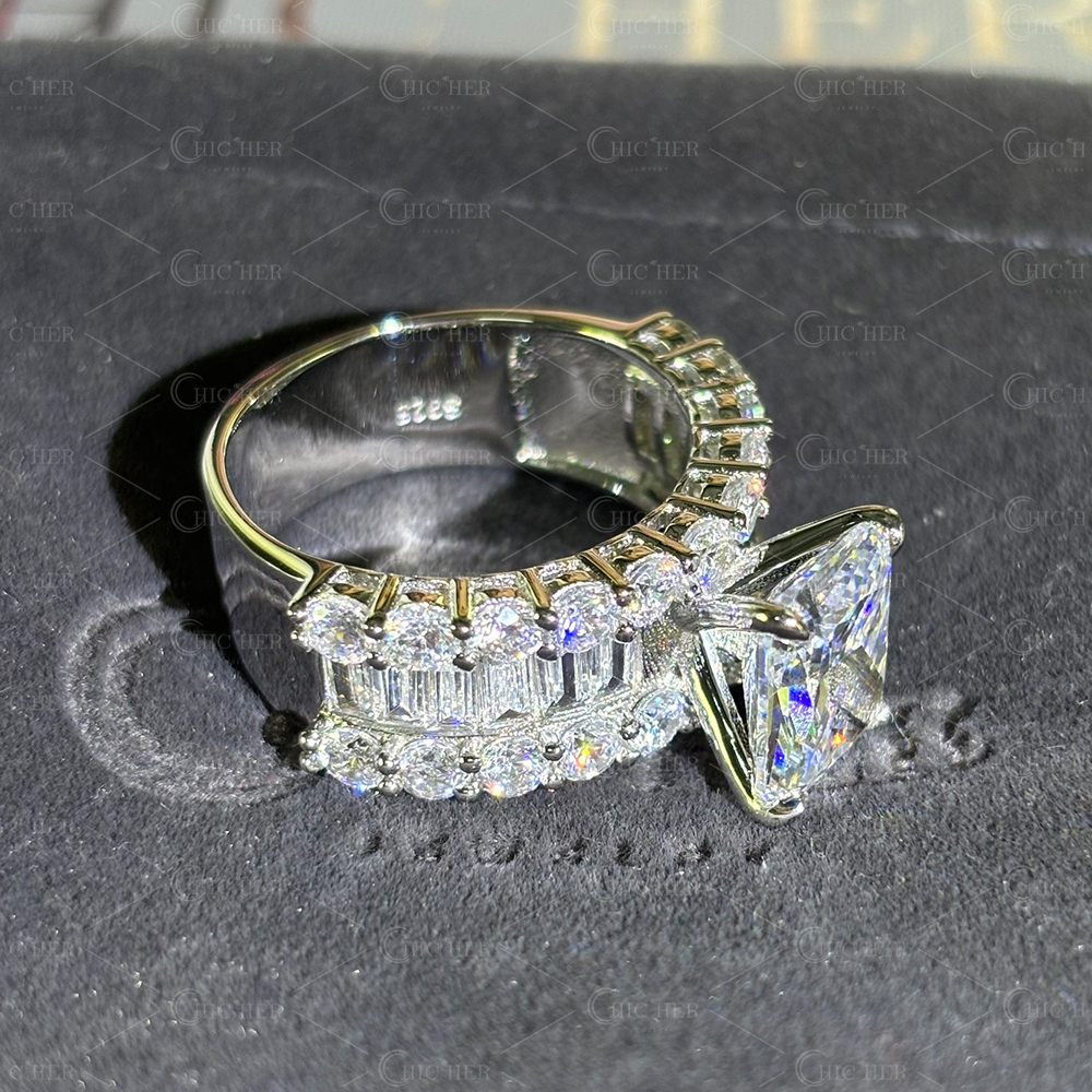 5.5ct Radiant Cut White Sapphire Engagement Ring