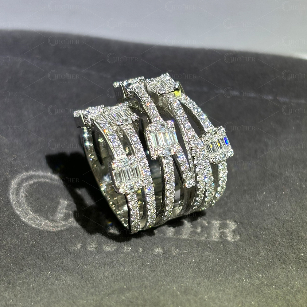 Fahion 2.25ct Multi-row White Sapphire Wedding Band