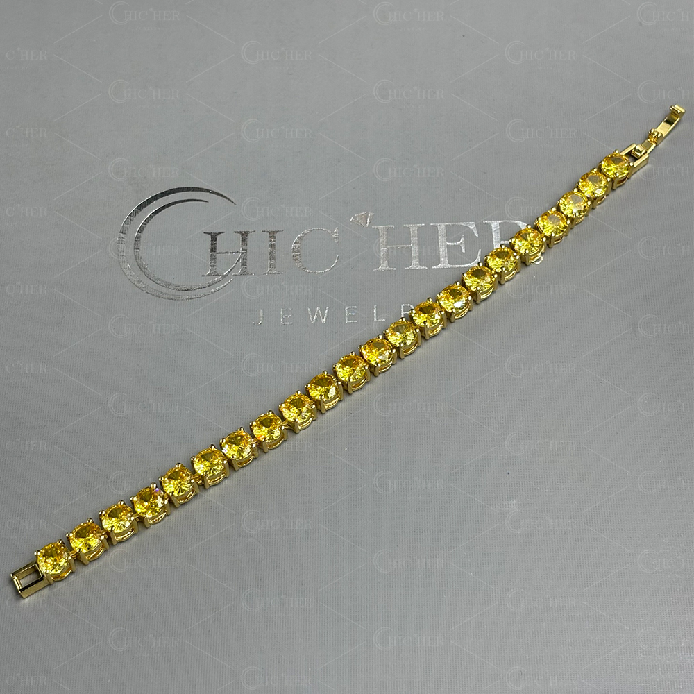 Round Cut Yellow Sapphire Tennis Bracelet