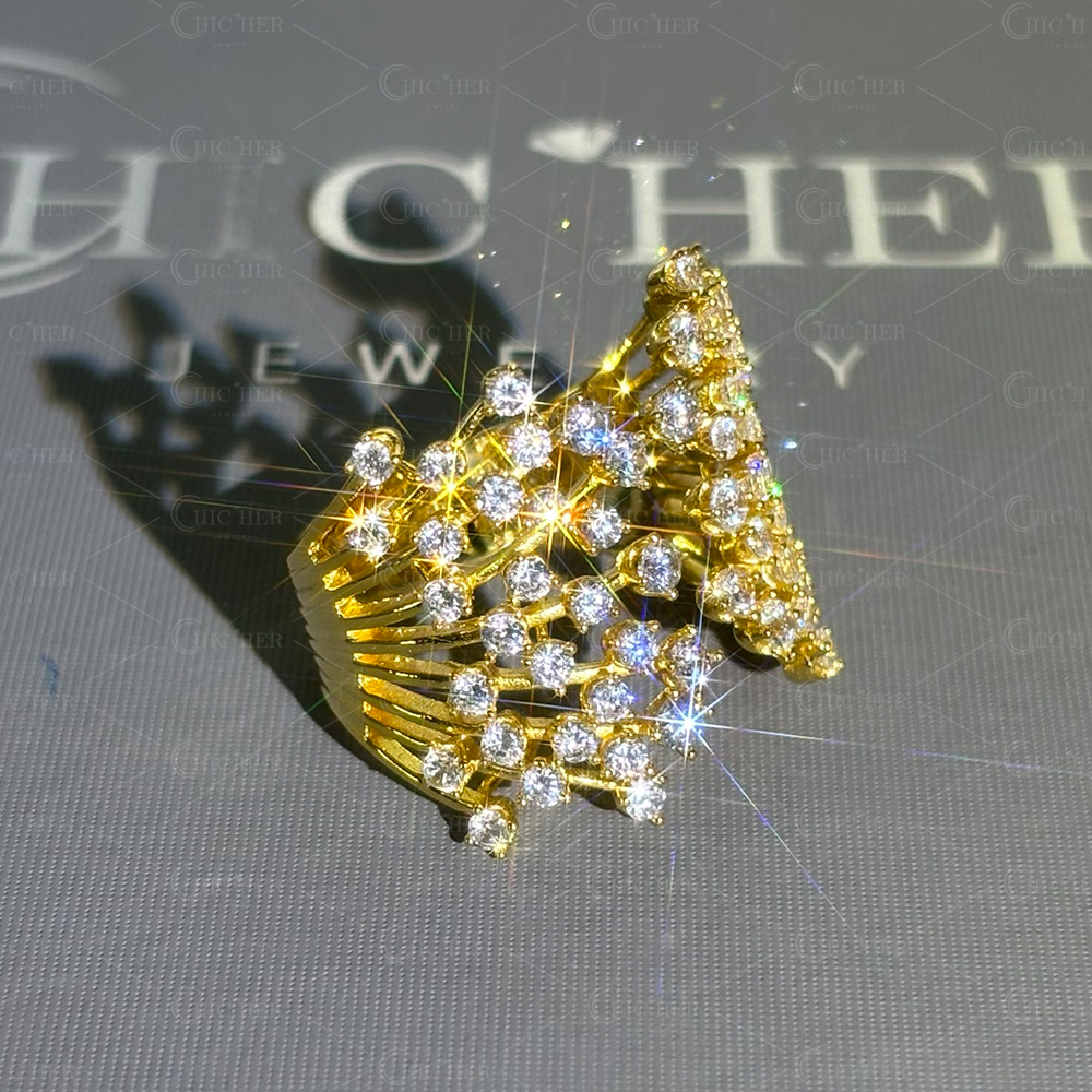 Branch Design 2.9ct Round Cut White Sapphire Open Band