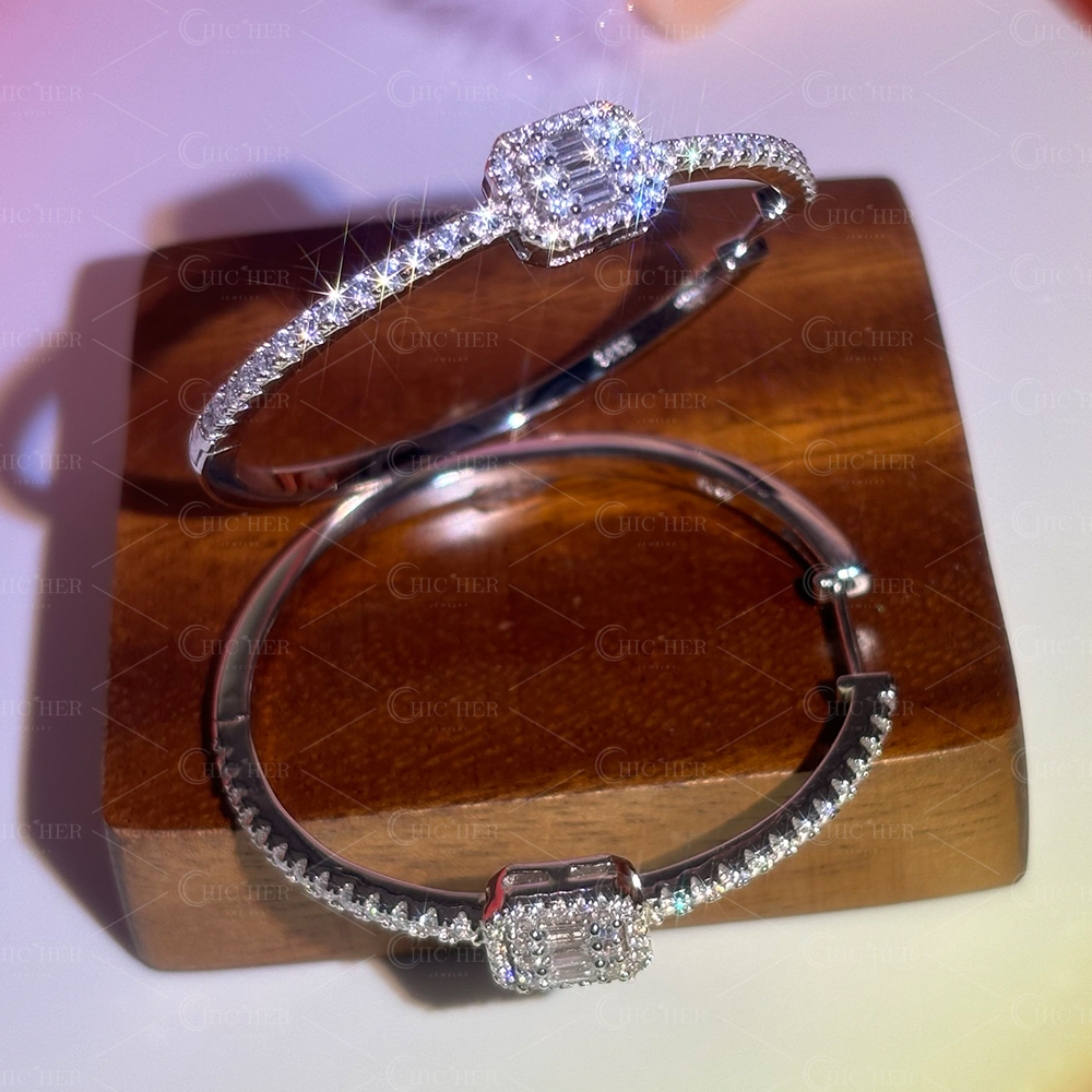 Fashion Emerald&Round Cut White Sapphire Hoop Earrings