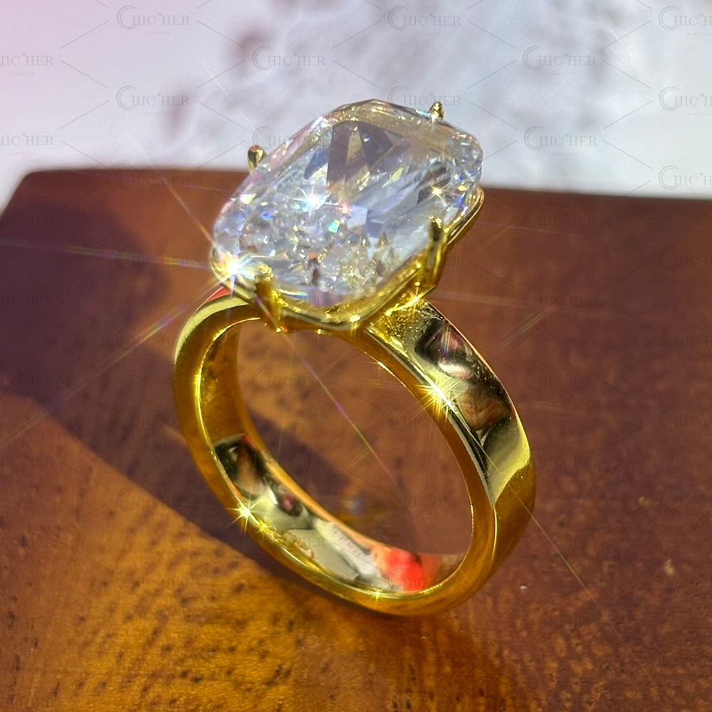 Solitaire 5ct Cushion Cut White Sapphire Engagement Ring