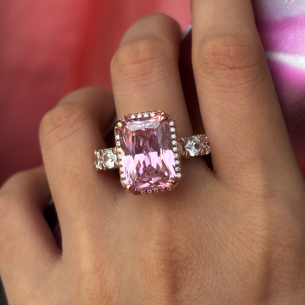 6ct Stunning Cushion Cut Pink Sapphire Ring