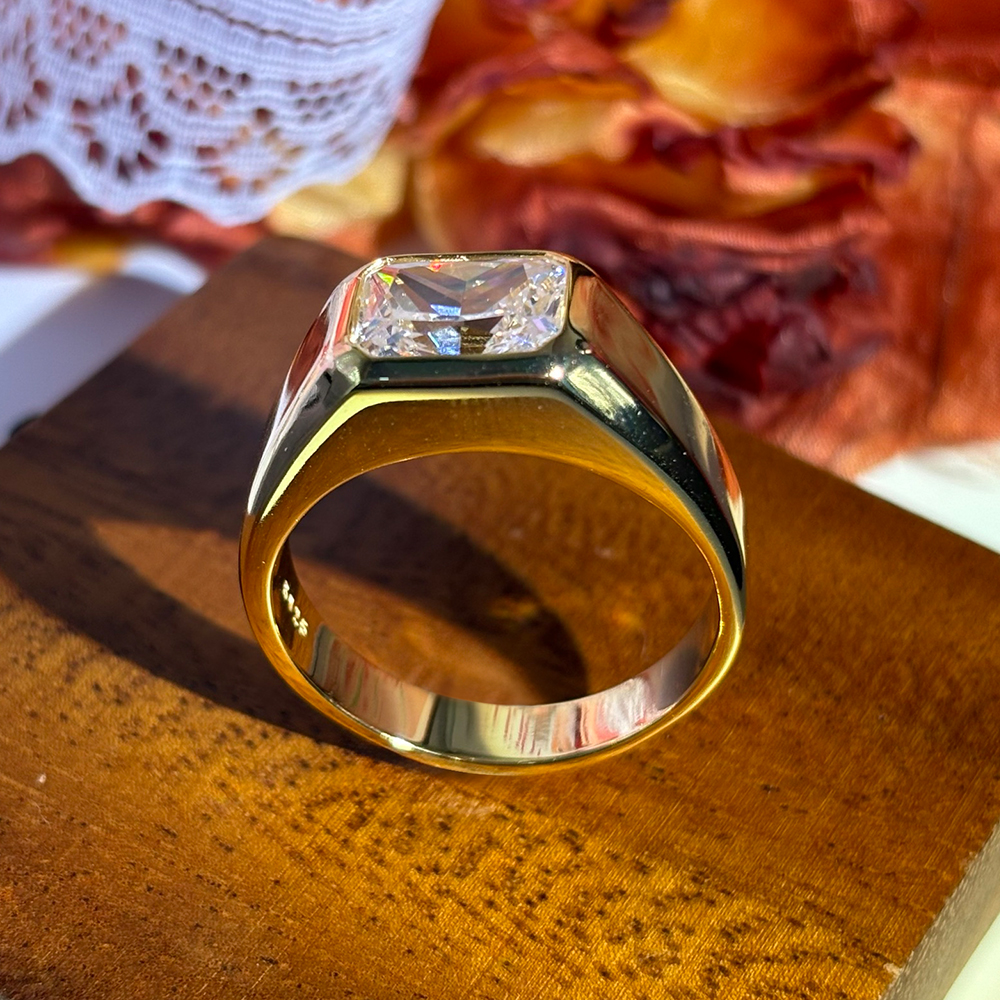 5ct Radiant Cut White Sapphire Men's Engagement Ring