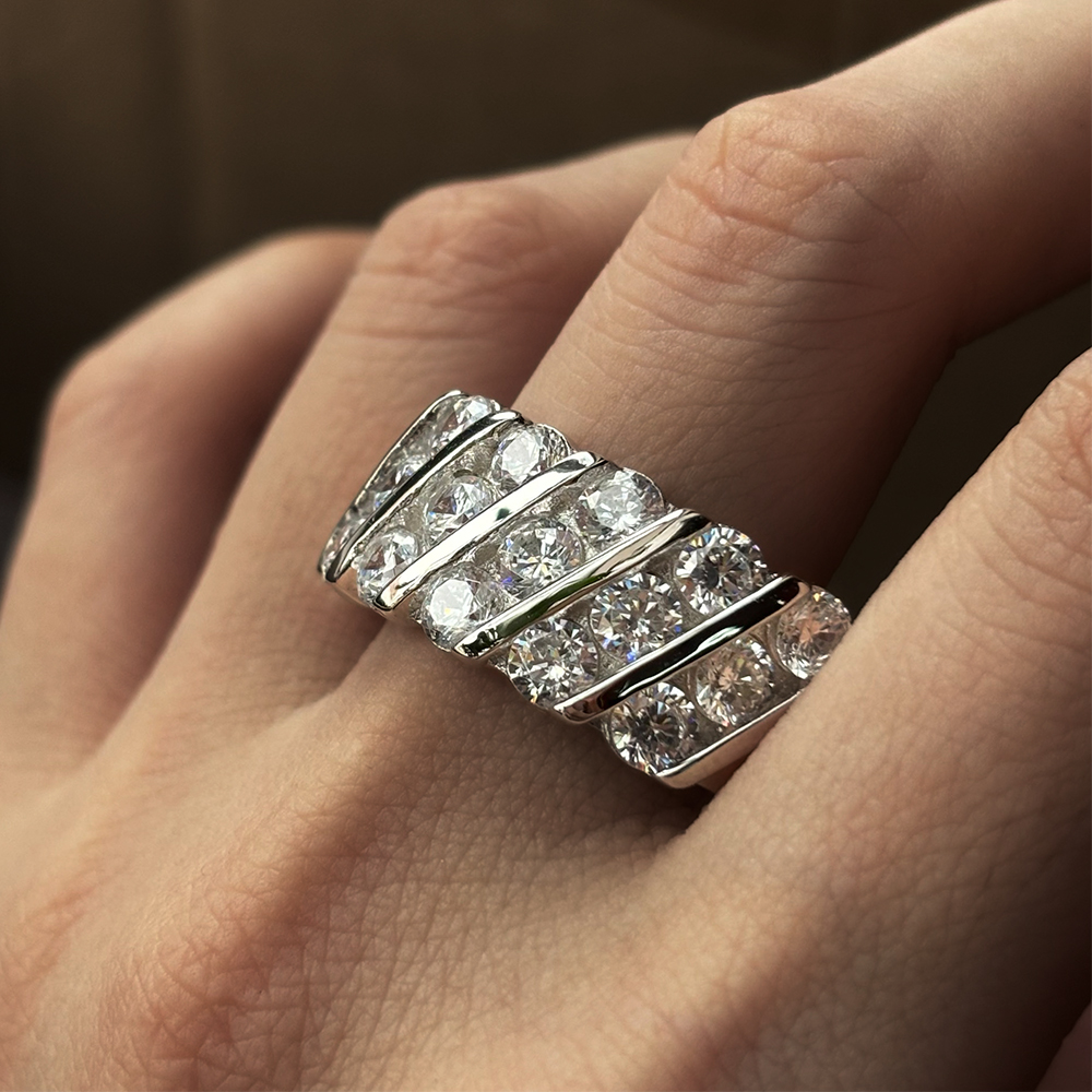 7.5ct Channel Setting  Round Cut White Sapphire Eternity Ring