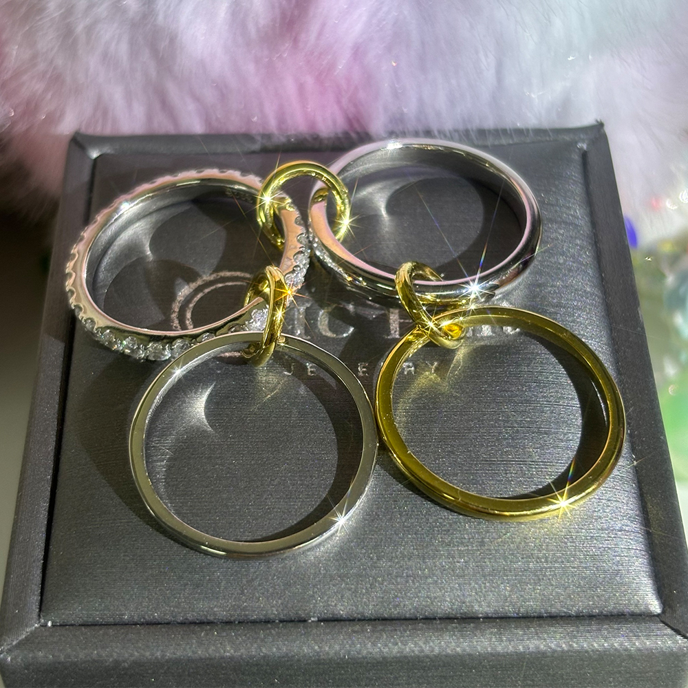 1.05ct Round Cut White Sapphire Stacking Rings