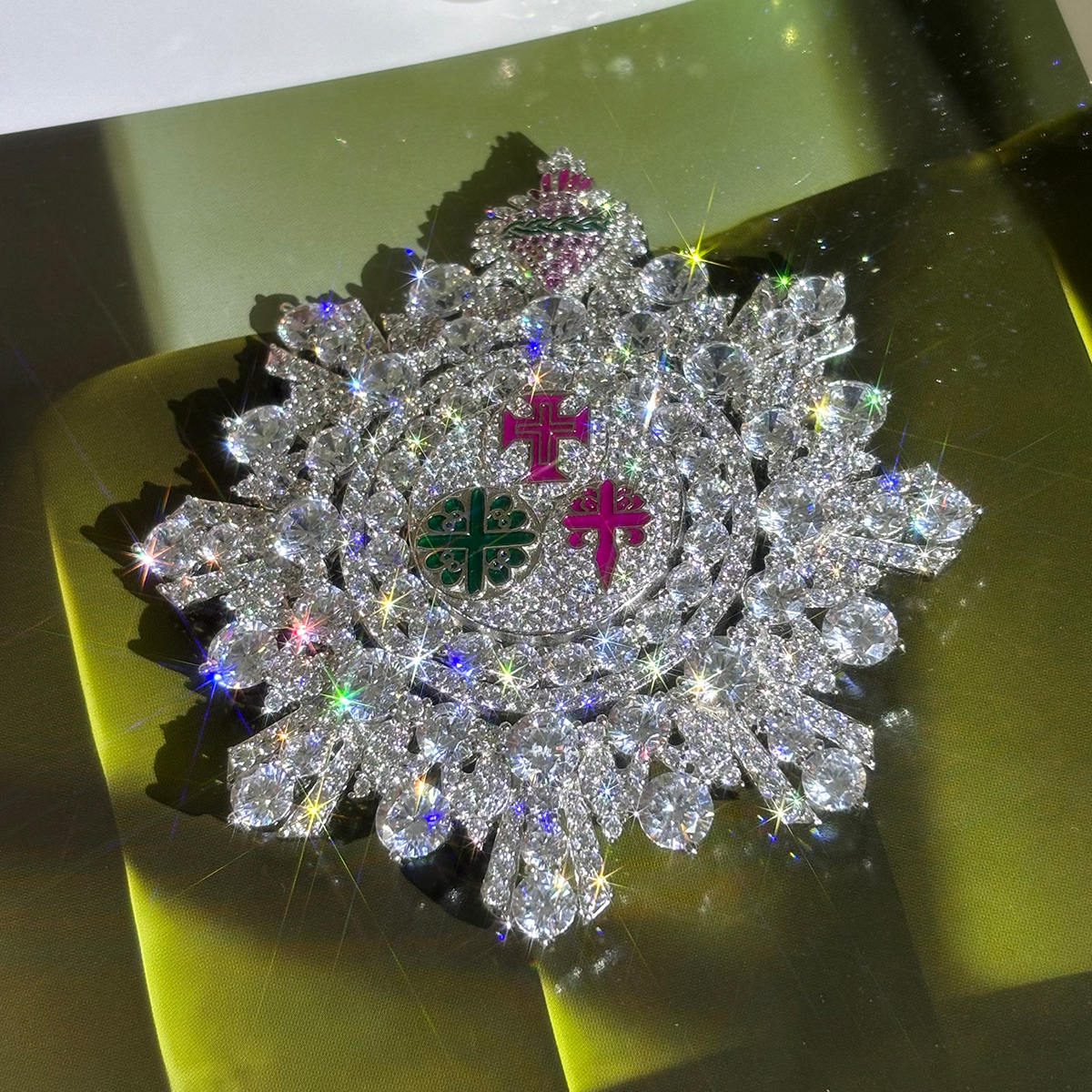 Art Deco Multi-Cut White Sapphire Brooch