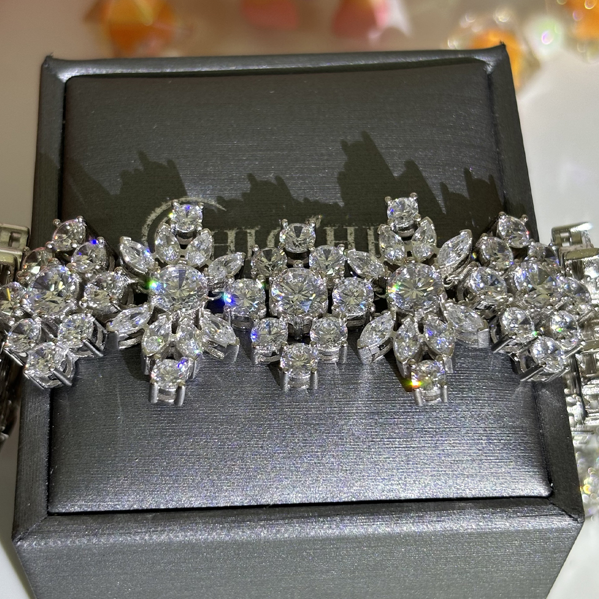 Art Deco Round&Marquise Cut White Sapphire Bracelet