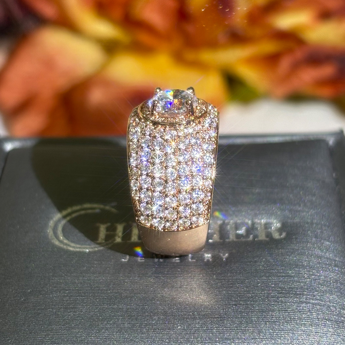 2ct Round Cut White Sapphire Full Diamond Halo Engagement Ring