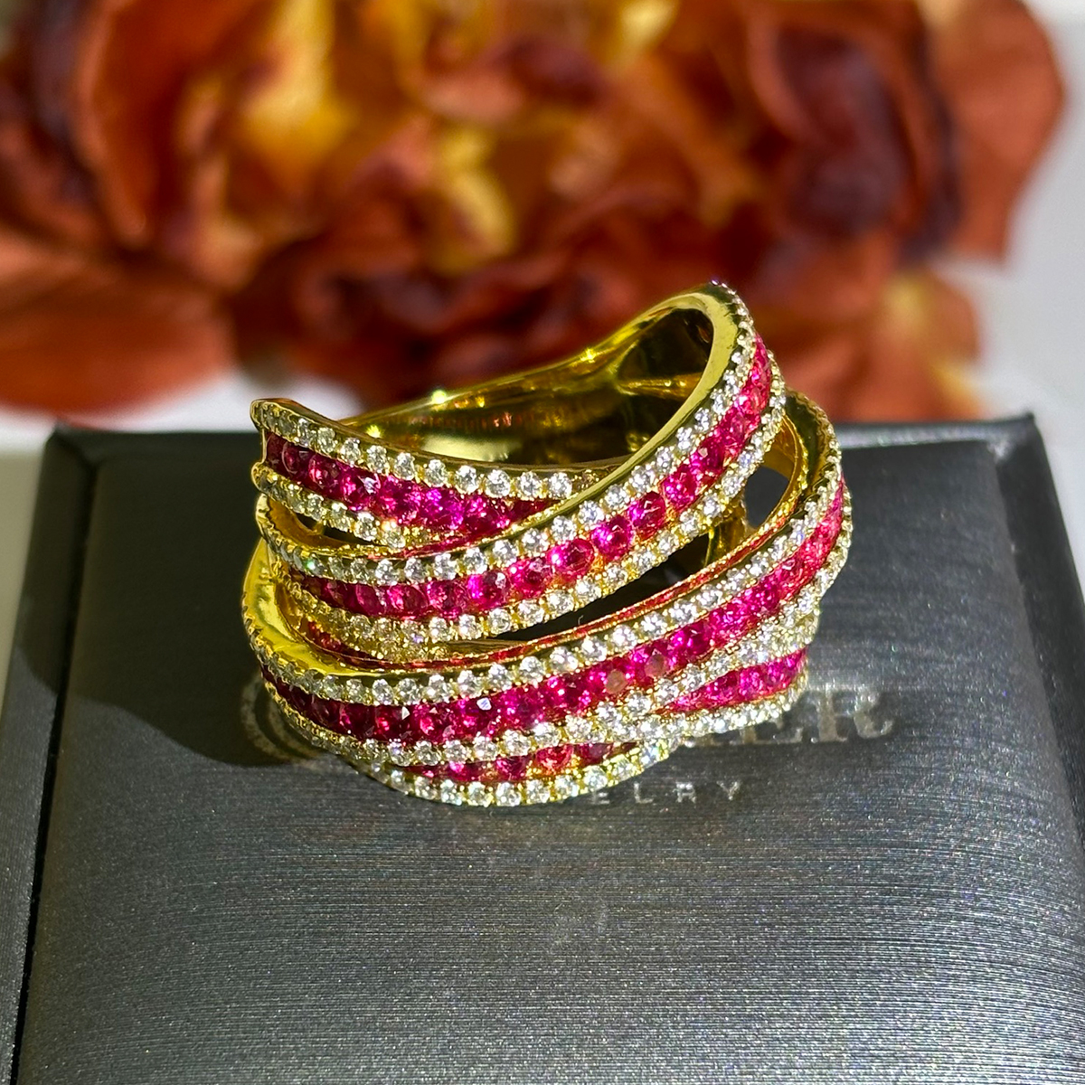 4.35ct Bypass Design Ruby Eternity Ring