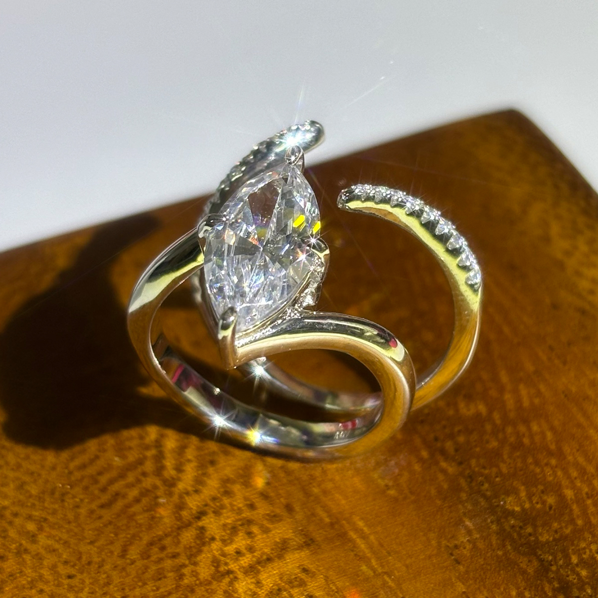 3ct Marquise Cut White Sapphire Stackable Ring