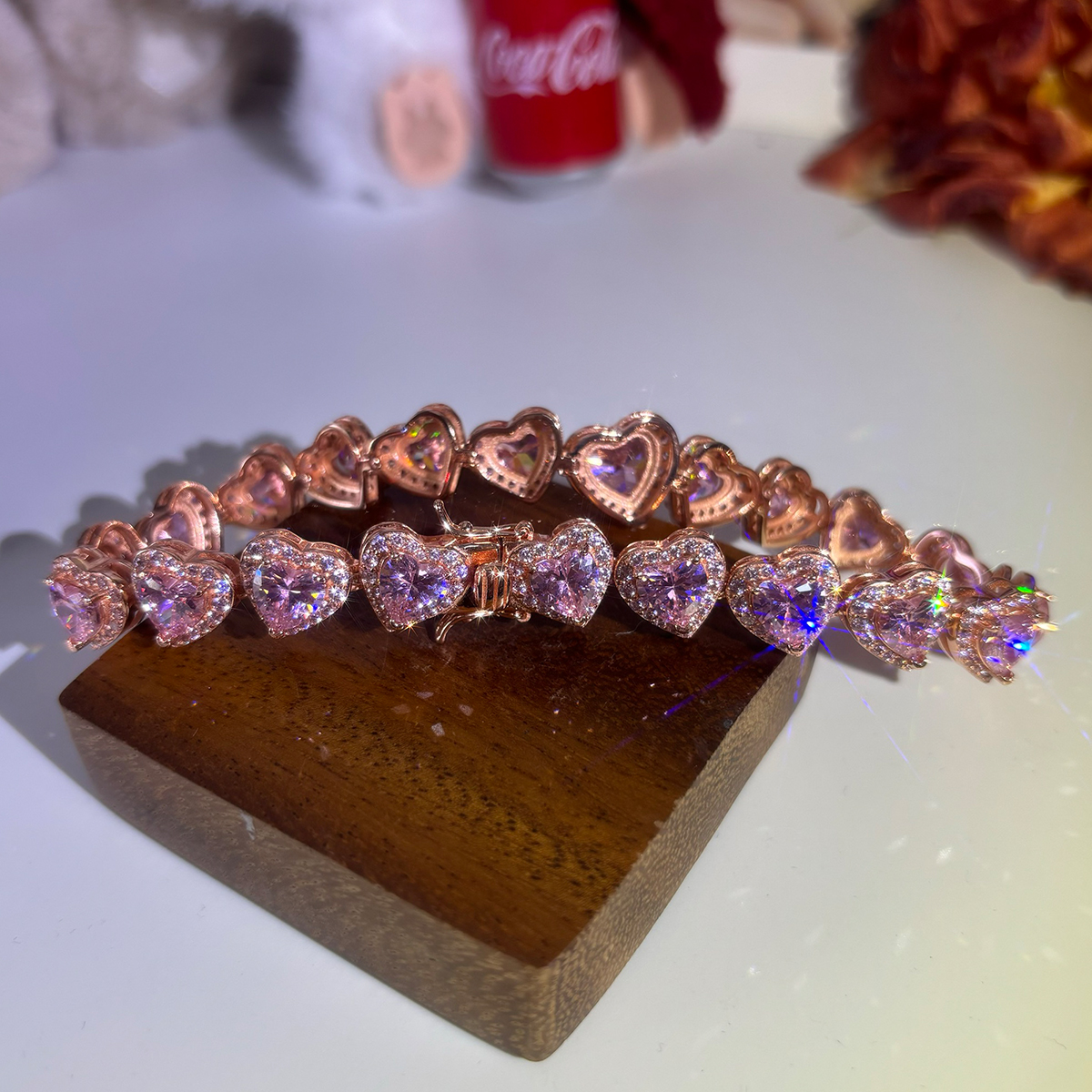 Diamond Heart Bracelet Rose Gold Pave Jewelry for Men