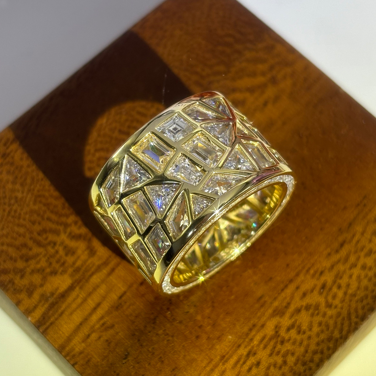 4.8ct Irregular Cut  White Sapphire Band for Men