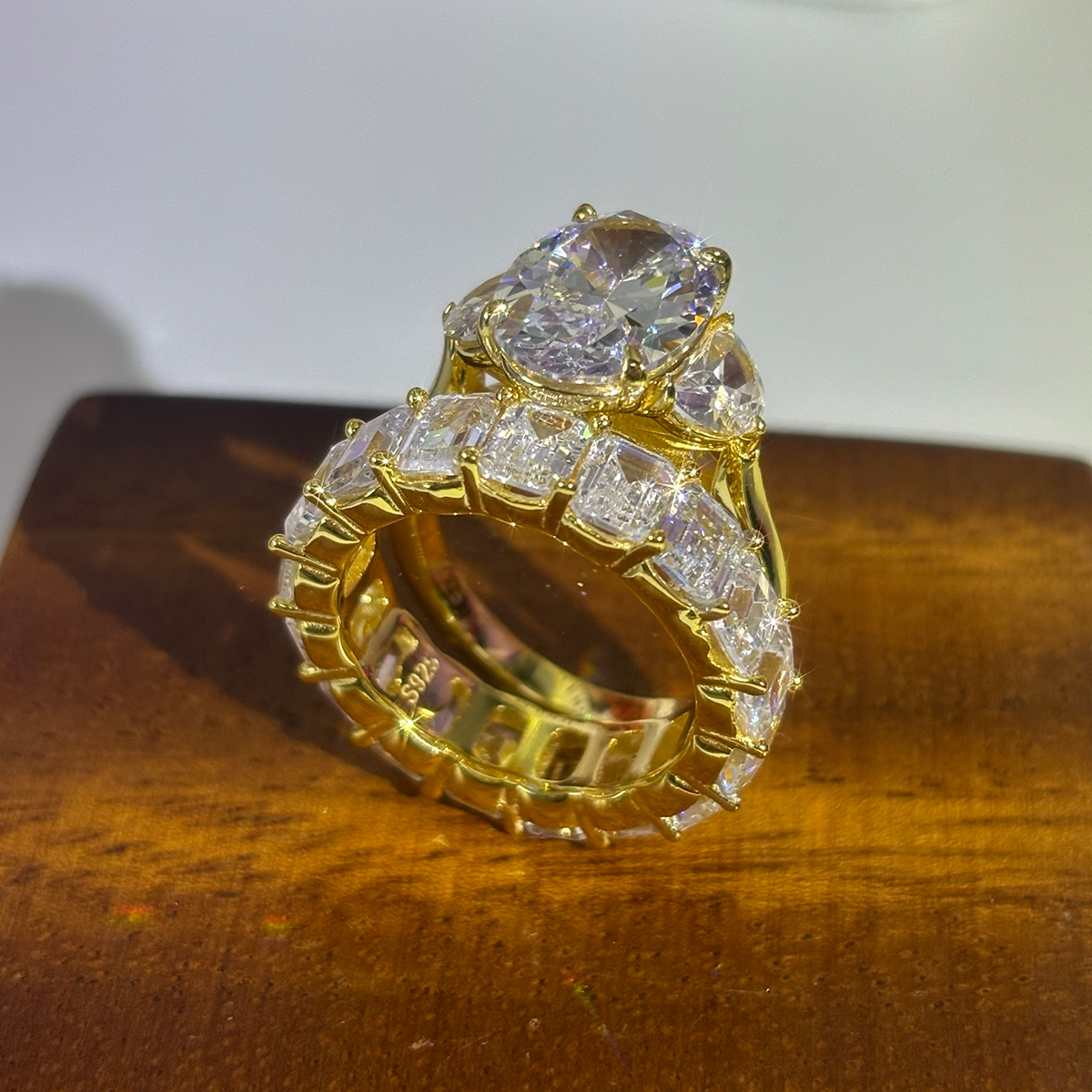 4ct Oval Cut White Sapphire Wedding Set / 2pcs