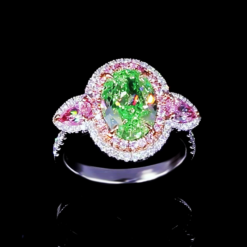 2ct Oval Cut Peridot Pink Sapphire Engagement Ring