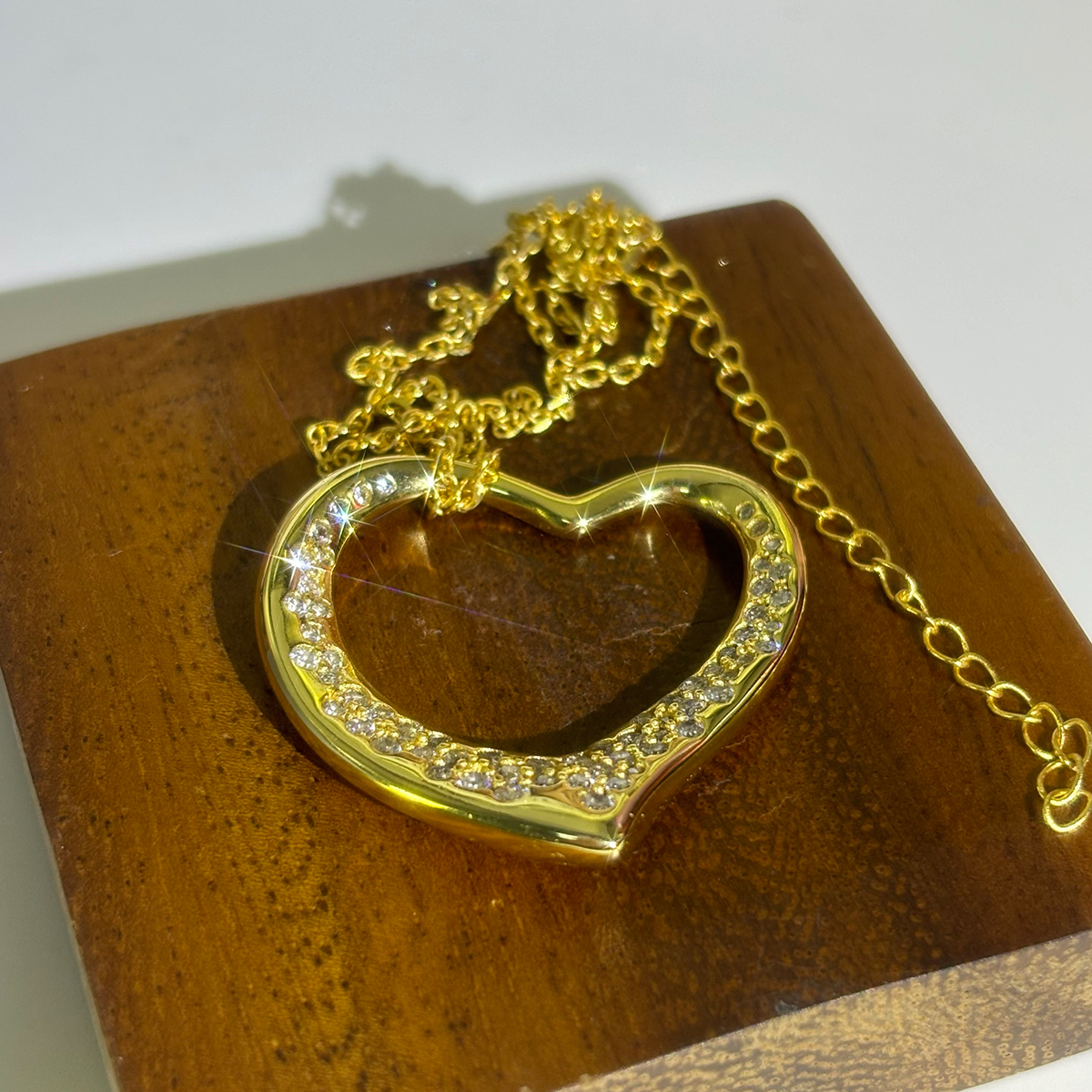 Scattered White Sapphire Heart Pendant Necklace