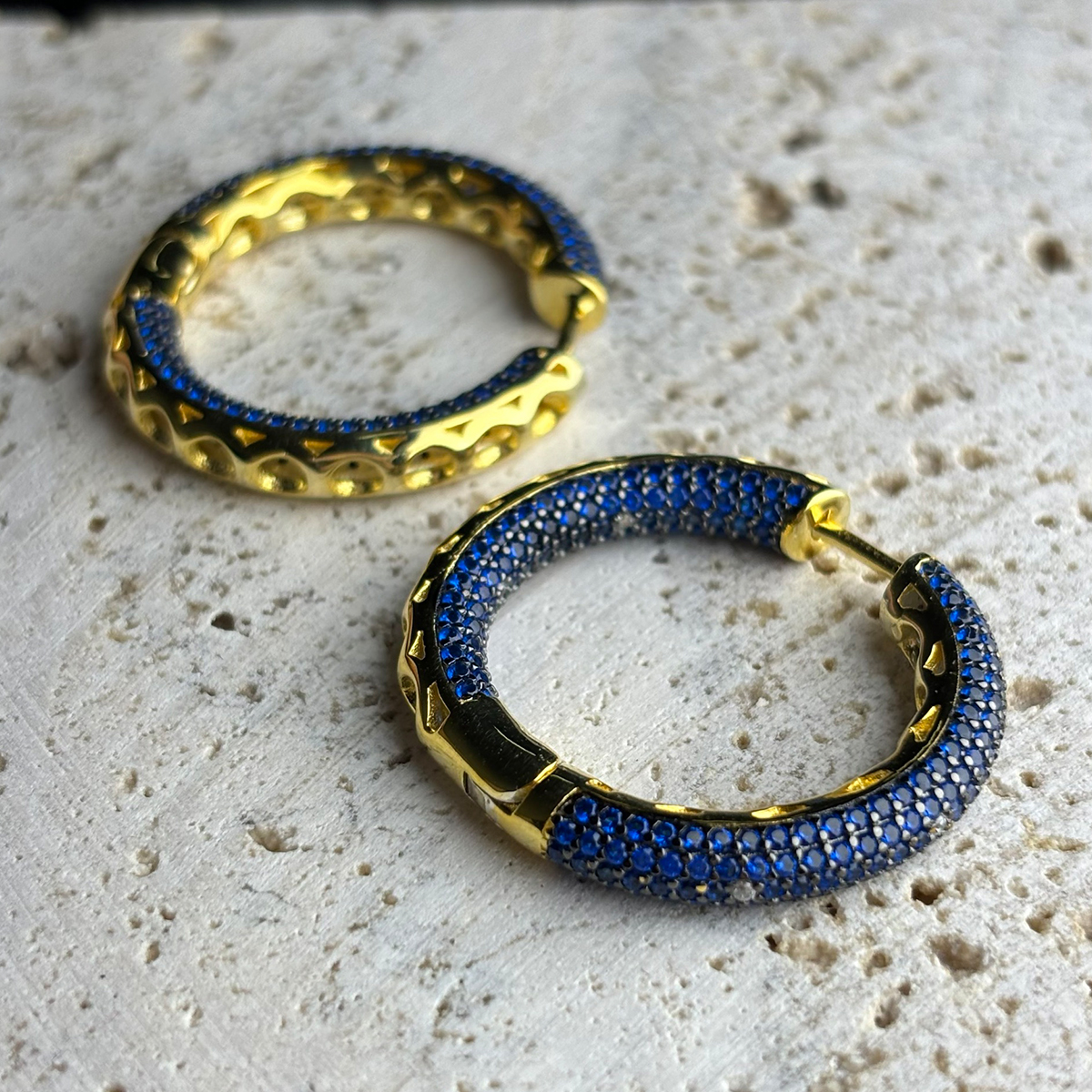 Round Cut Blue Sapphire Earrings