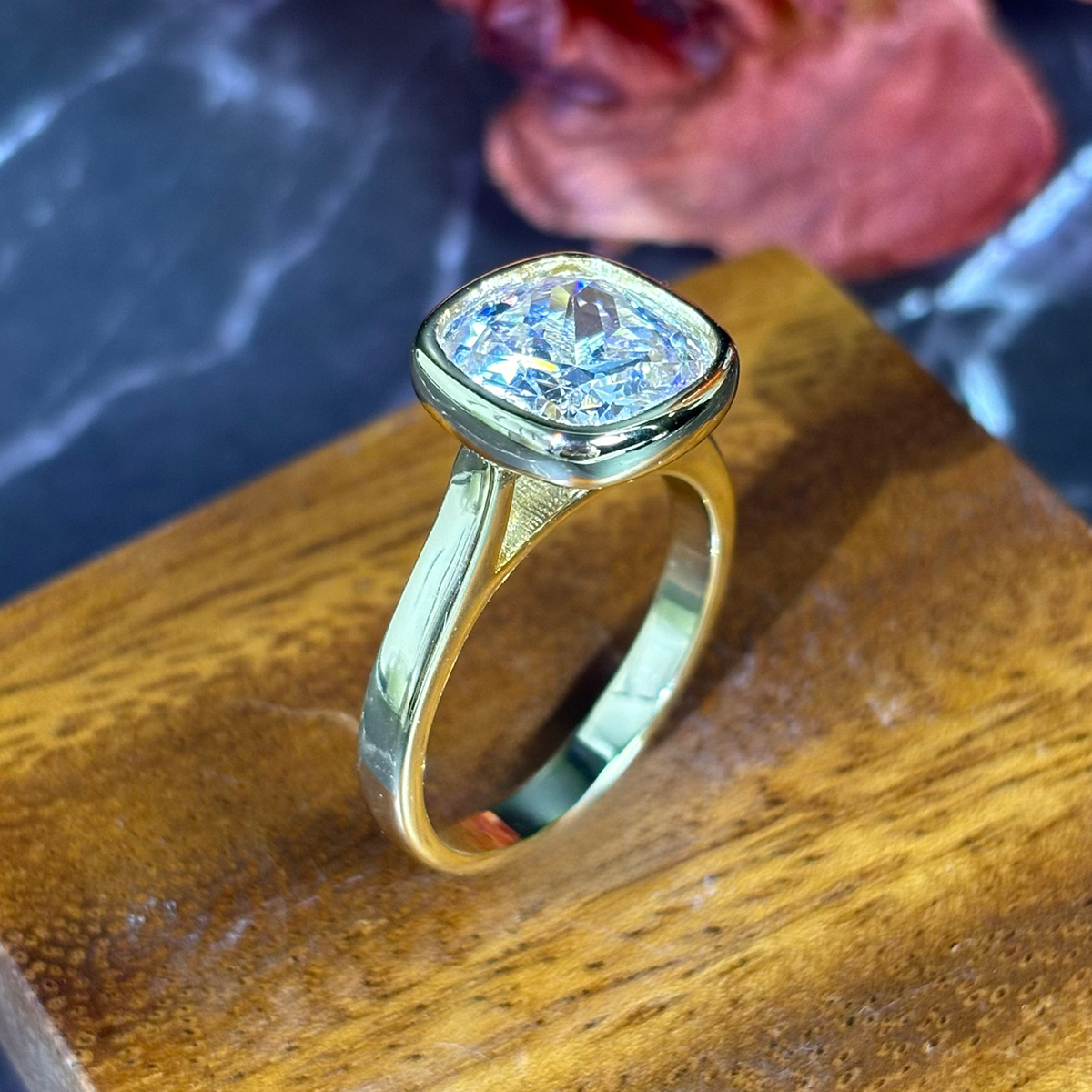 5ct Cushion Cut White Sapphire Solitaire Ring