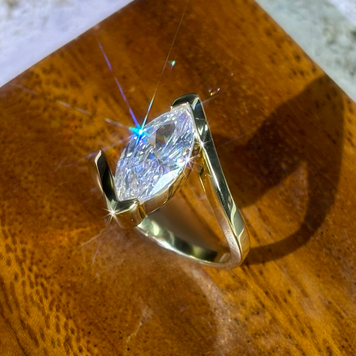 3ct Marquise Cut White Sapphire Engagement Ring