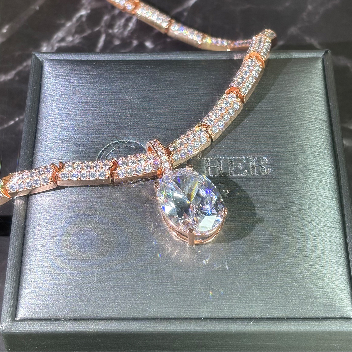 Luxury Oval Cut White Sapphire Choker Necklace