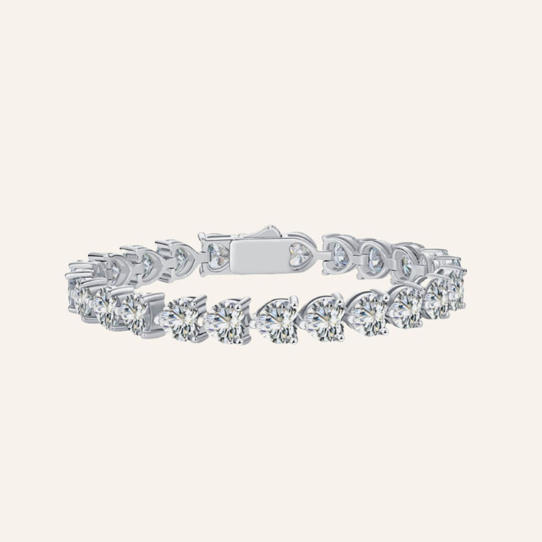 Heart Cut White Sapphire Tennis Chain Bracelet 