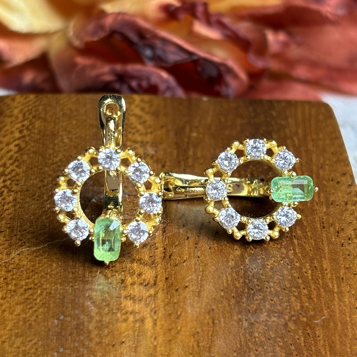 Mint Green Halo Diamond Stud Earrings