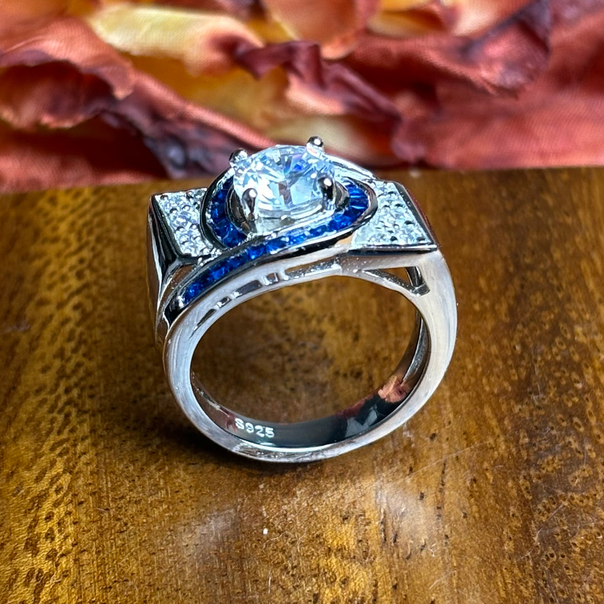 3ct Art Deco Round Cut White Sapphire Engagement Ring