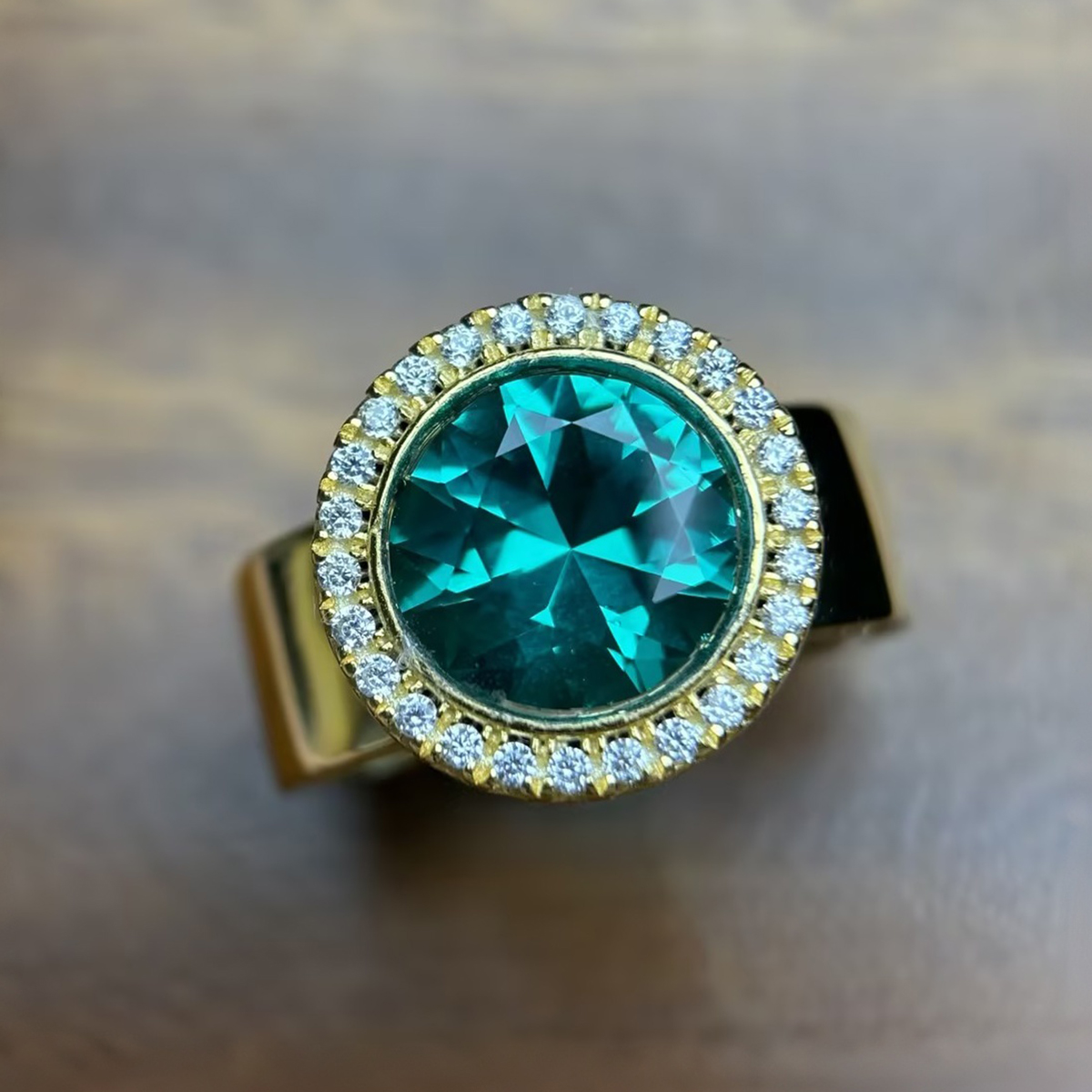 5ct Round Cut Aquamarine Engagement Ring