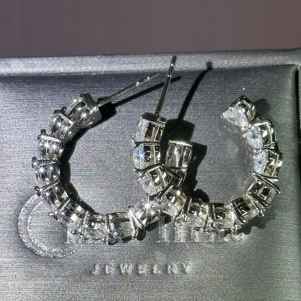 Heart Cut White Sapphire Hoop Earrings