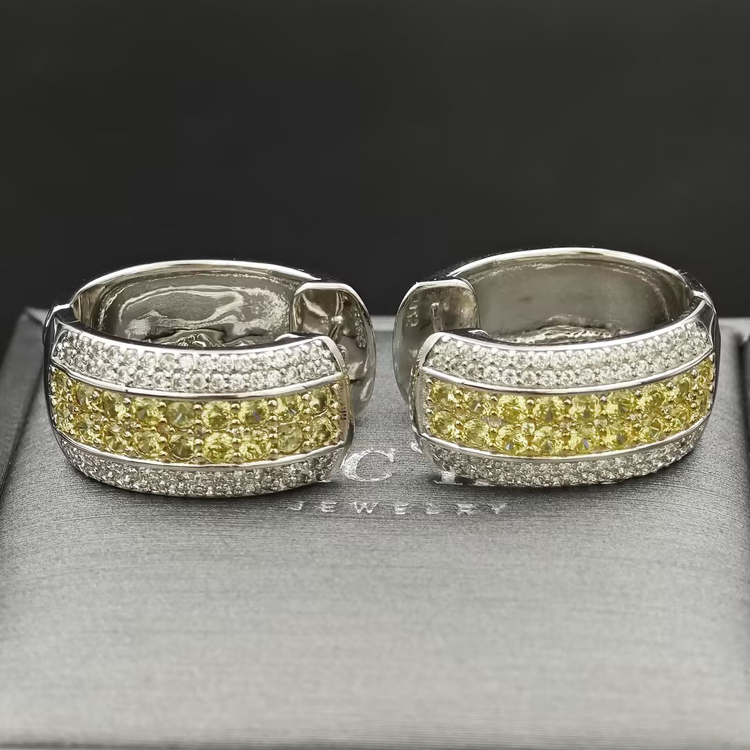 1.82ct Two-Tone Gold Yellow Diamond Hoop Earrings
