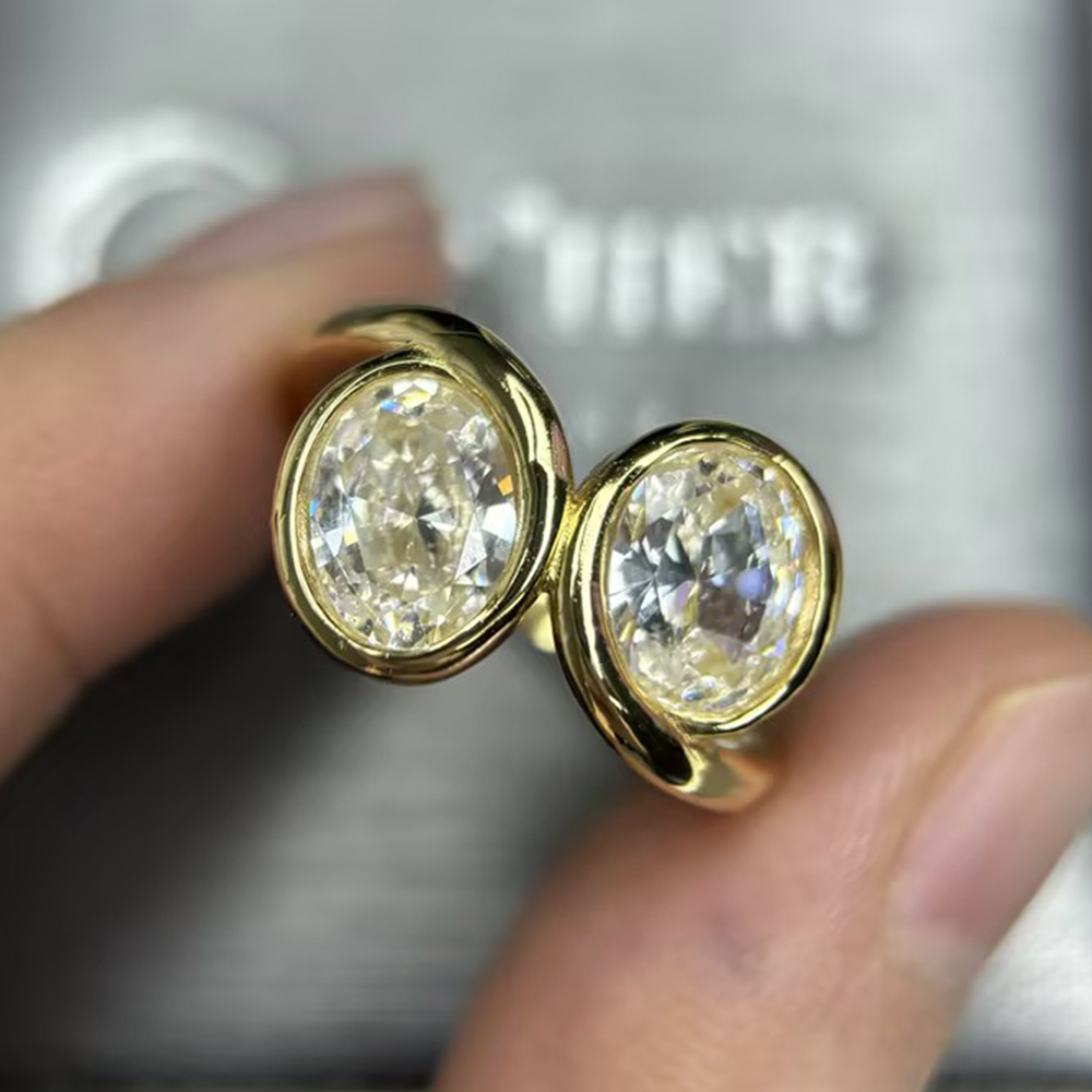 Toi et Moi Oval Cut Yellow Sapphire Engagement Ring