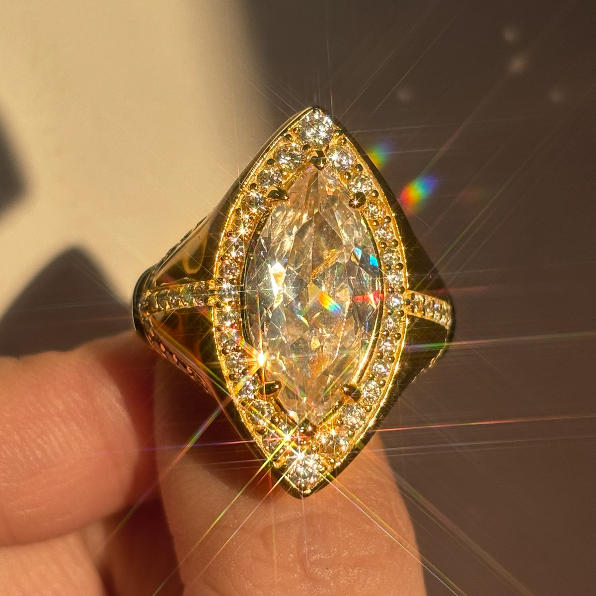 5ct Marquise Cut White Sapphire Engagement Ring