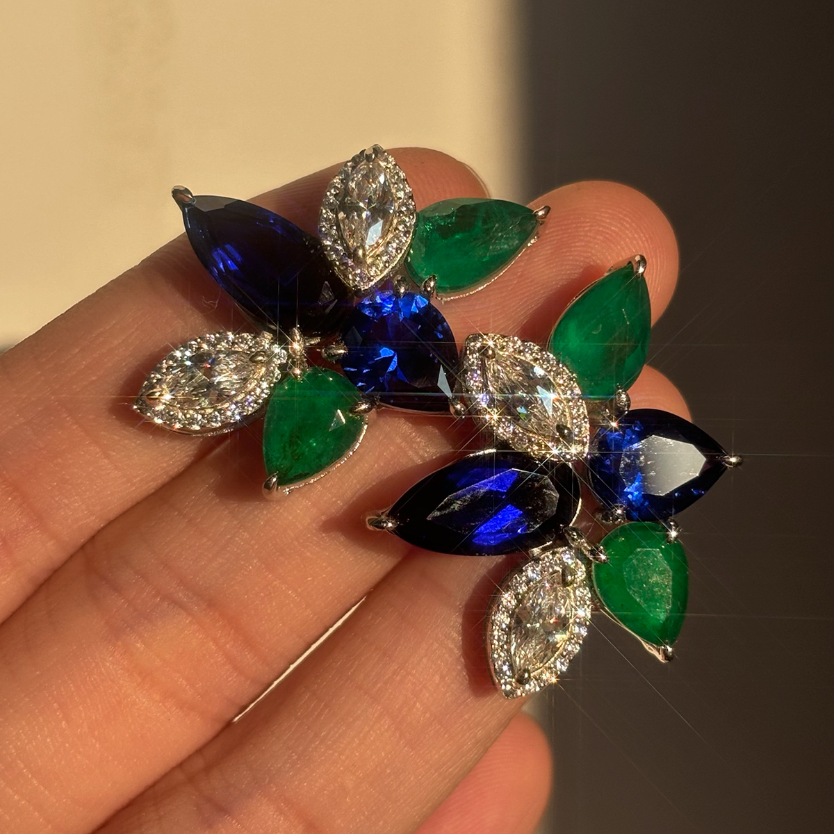 Triple Tone Cluster Design Earrings