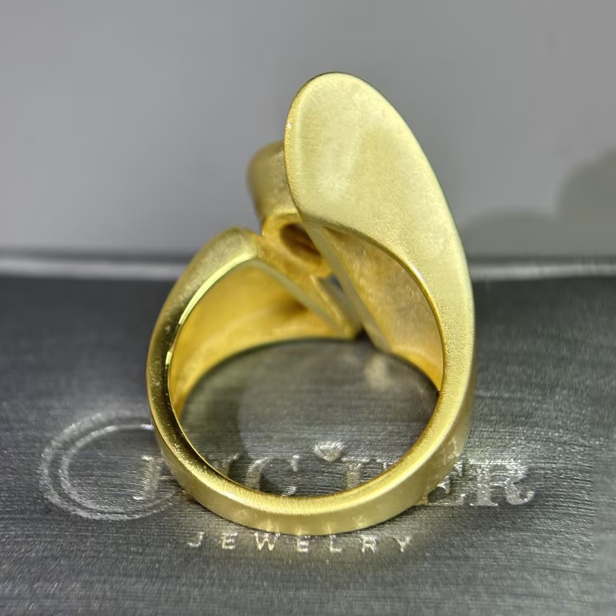 3ct Fancy Brown Pear Shaped Sapphire Contemporary Bypass Cocktail Ring