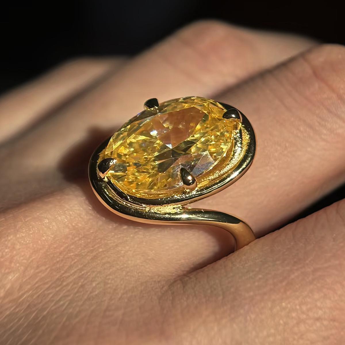 5ct Oval Cut Yellow Sapphire Solitaire Ring