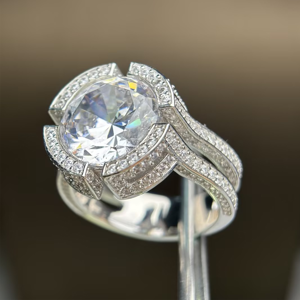5ct Round Cut White Sapphire Cocktail Ring
