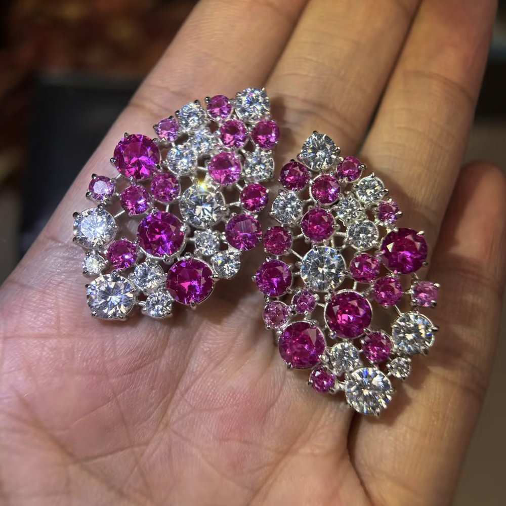 Whimsical Pastel 9ctw Round Cut Lavender & White Drop Earrings