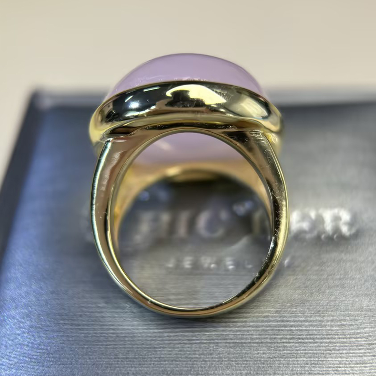 Soft Minimalist 10ct Cabochon Pink Quartz Rose Gold Ring