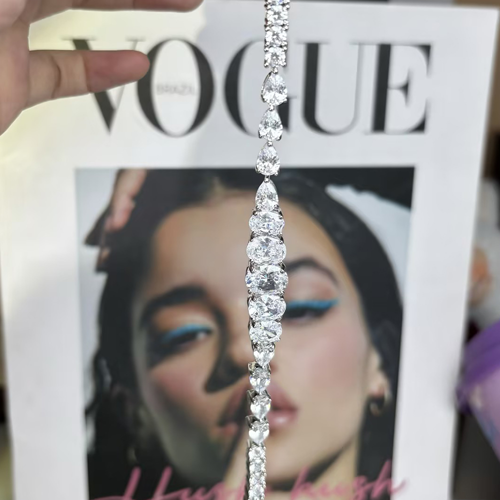 Oval & Pear Cut White Sapphire Bracelet