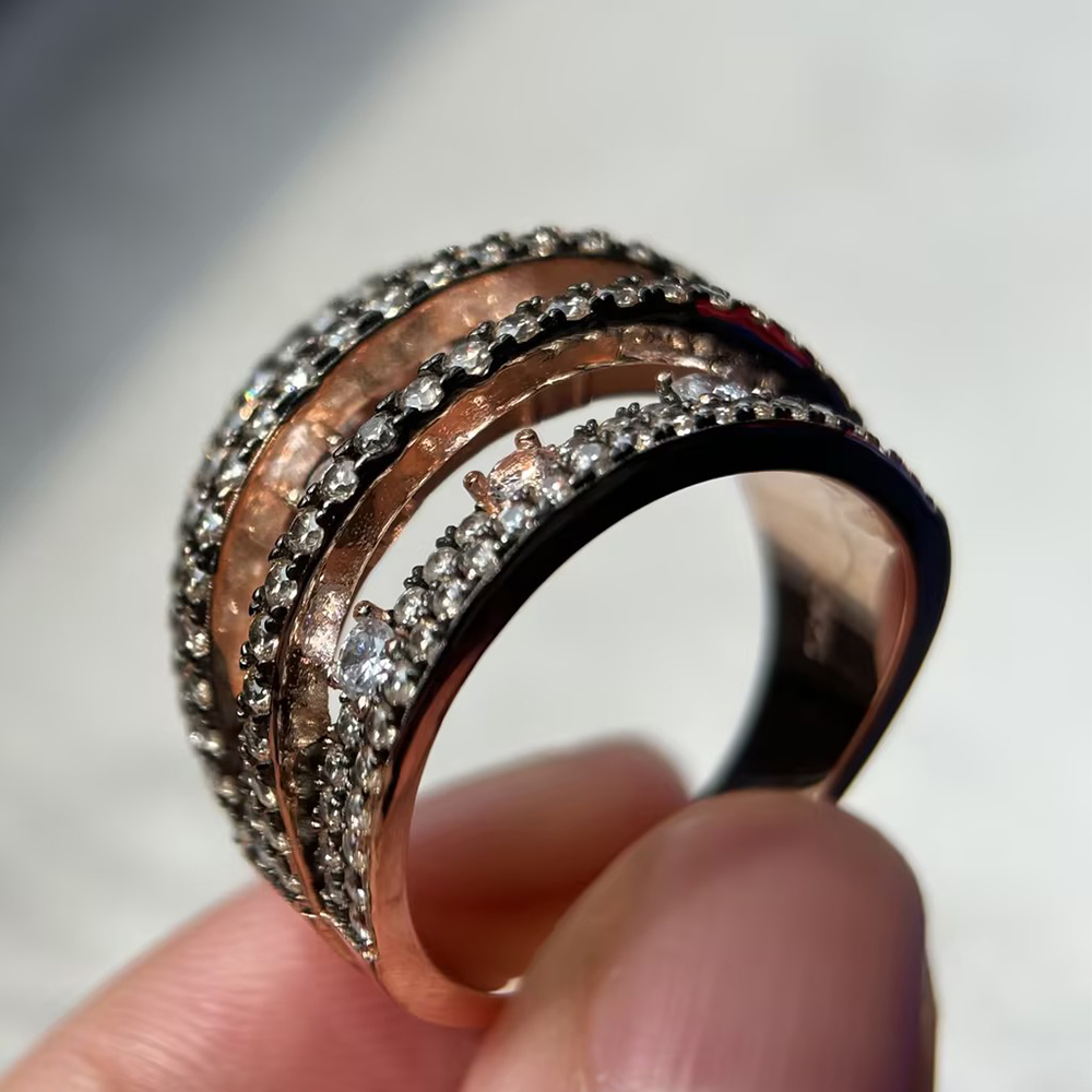 Round Cut  Multi-Row White Sapphire Eternity Ring