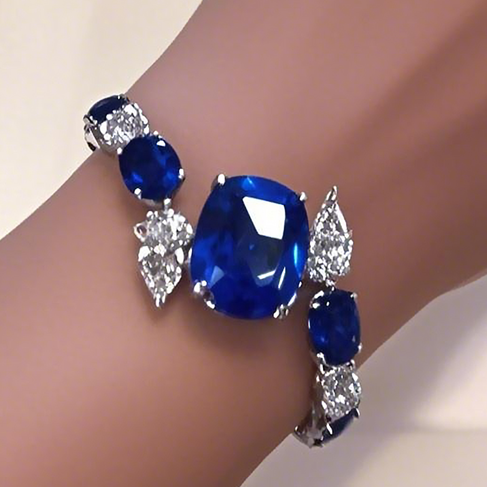 Cushion Cut Blue Sapphire Bracelet