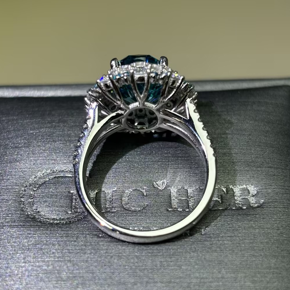 Paraiba Tourmaline & White Sapphire Double Halo Ring