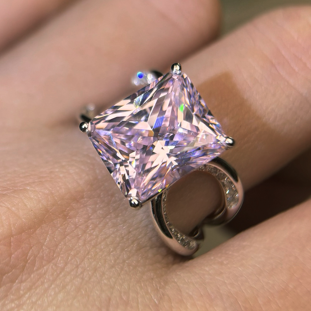 Elegant 5ct Radiant Cut Light Pink Sapphire Engagement Ring